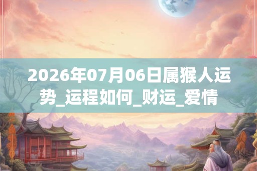 2026年07月06日属猴人运势_运程如何_财运_爱情 2026年07月06日属猴人运势_运程如何_财运_爱情
