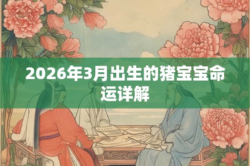 2026年3月出生的猪宝宝命运详解
