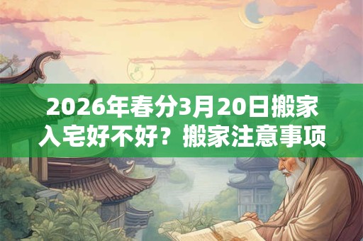 2026年春分3月20日搬家入宅好不好？搬家注意事项大全！