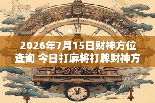 2026年7月15日财神方位查询 今日打麻将打牌财神方位！