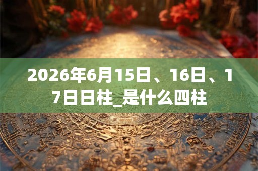 2026年6月15日、16日、17日日柱_是什么四柱 2026年6月15日、16日、17日日柱_是什么四柱