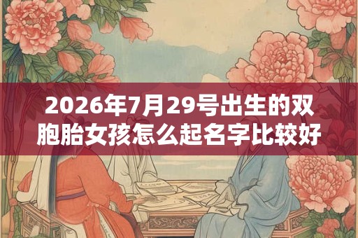 2026年7月29号出生的双胞胎女孩怎么起名字比较好，五行属什么？