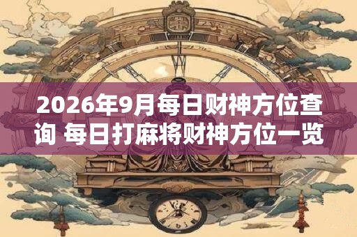 2026年9月每日财神方位查询 每日打麻将财神方位一览表