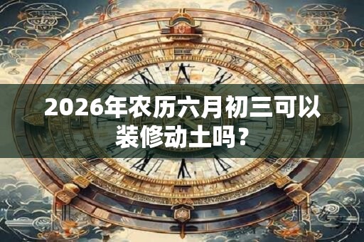 2026年农历六月初三可以装修动土吗？