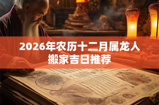 2026年农历十二月属龙人搬家吉日推荐