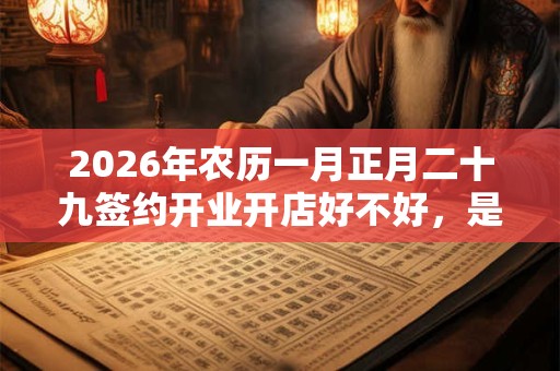 2026年农历一月正月二十九签约开业开店好不好，是黄道吉日吗？
