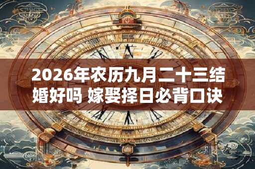2026年农历九月二十三结婚好吗 嫁娶择日必背口诀