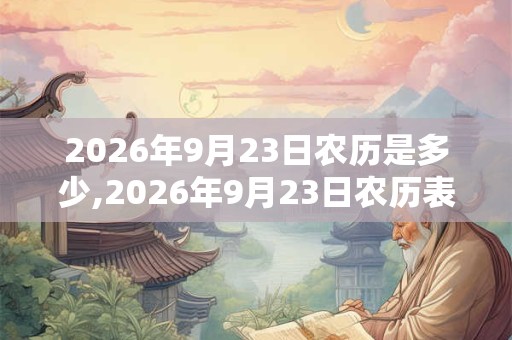 2026年9月23日农历是多少,2026年9月23日农历表