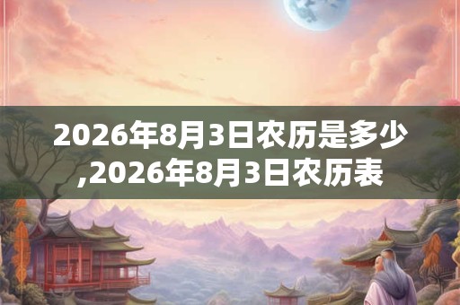 2026年8月3日农历是多少,2026年8月3日农历表