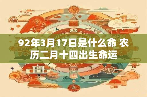 92年3月17日是什么命 农历二月十四出生命运