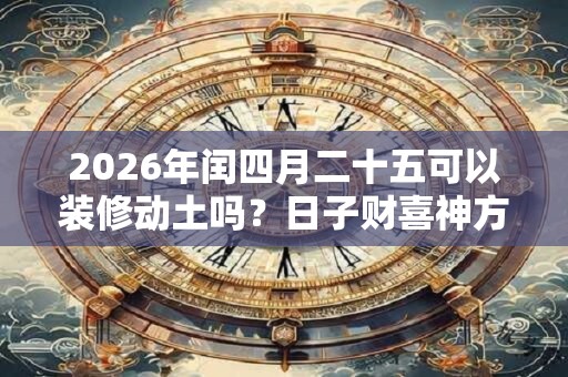 2026年闰四月二十五可以装修动土吗？日子财喜神方位？