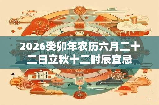 2026癸卯年农历六月二十二日立秋十二时辰宜忌 2026癸卯年农历六月二十二日立秋十二时辰宜忌