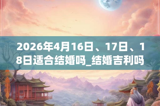 2026年4月16日、17日、18日适合结婚吗_结婚吉利吗