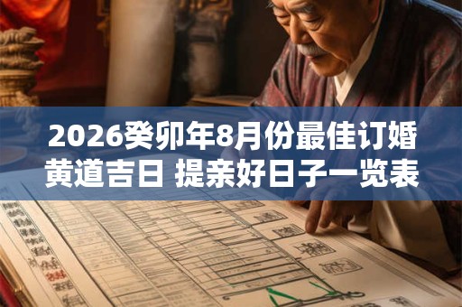 2026癸卯年8月份最佳订婚黄道吉日 提亲好日子一览表 2026癸卯年8月份最佳订婚黄道吉日 提亲好日子一览表