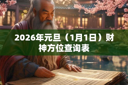 2026年元旦（1月1日）财神方位查询表