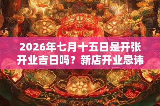2026年七月十五日是开张开业吉日吗？新店开业忌讳孕妇吗
