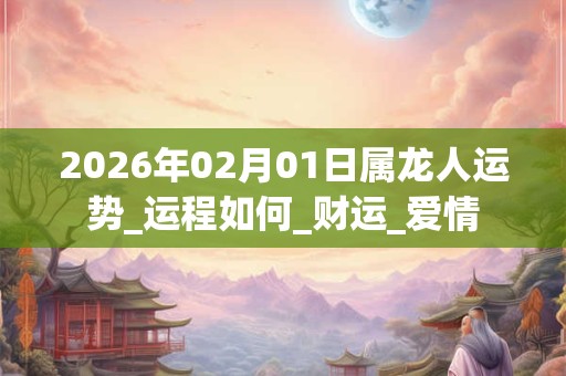 2026年02月01日属龙人运势_运程如何_财运_爱情