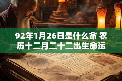 92年1月26日是什么命 农历十二月二十二出生命运