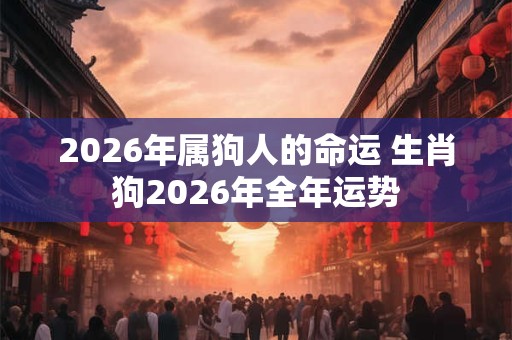2026年属狗人的命运 生肖狗2026年全年运势
