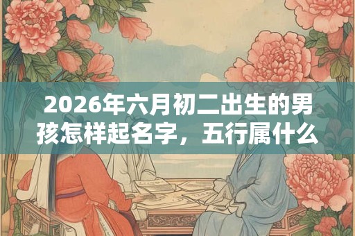 2026年六月初二出生的男孩怎样起名字，五行属什么