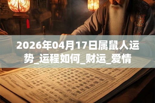 2026年04月17日属鼠人运势_运程如何_财运_爱情 2026年04月17日属鼠人运势_运程如何_财运_爱情