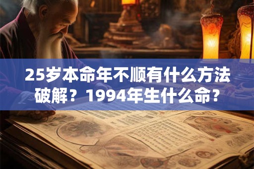 25岁本命年不顺有什么方法破解？1994年生什么命？