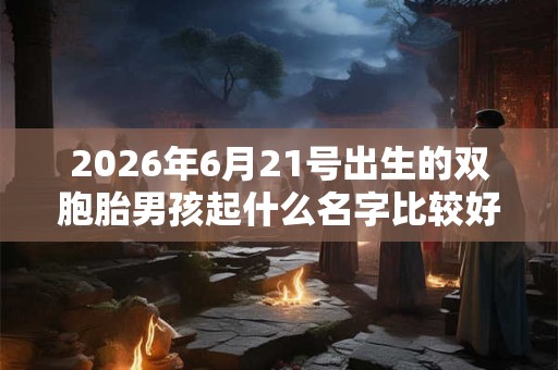 2026年6月21号出生的双胞胎男孩起什么名字比较好，五行属什么