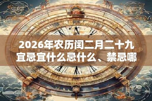2026年农历闰二月二十九宜忌宜什么忌什么、禁忌哪些？