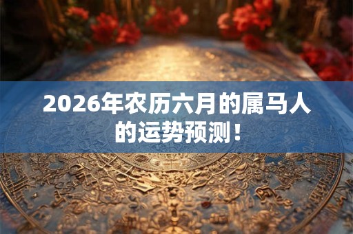 2026年农历六月的属马人的运势预测！