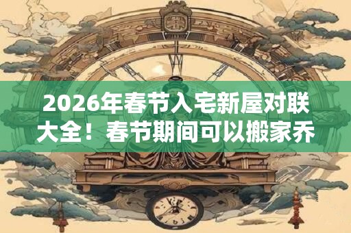2026年春节入宅新屋对联大全！春节期间可以搬家乔迁吗？