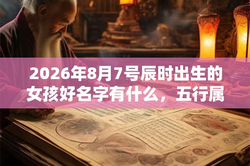 2026年8月7号辰时出生的女孩好名字有什么，五行属什么