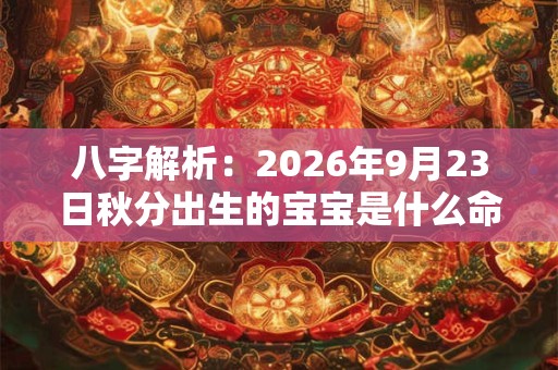 八字解析：2026年9月23日秋分出生的宝宝是什么命，五行缺什么