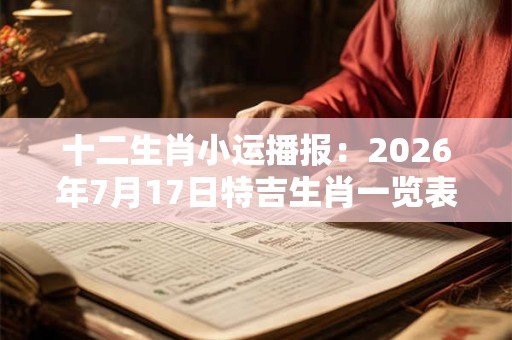 十二生肖小运播报：2026年7月17日特吉生肖一览表