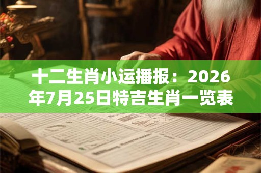 十二生肖小运播报：2026年7月25日特吉生肖一览表