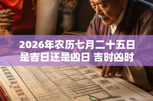 2026年农历七月二十五日是吉日还是凶日 吉时凶时分别是几点