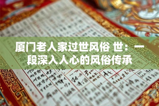 厦门老人家过世风俗 世：一段深入人心的风俗传承