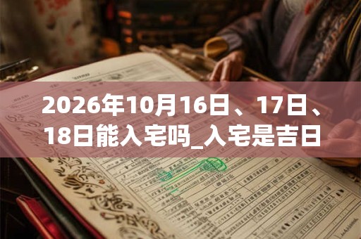 2026年10月16日、17日、18日能入宅吗_入宅是吉日吗