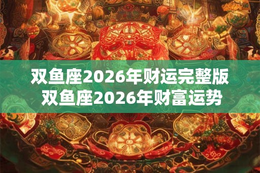 双鱼座2026年财运完整版 双鱼座2026年财富运势
