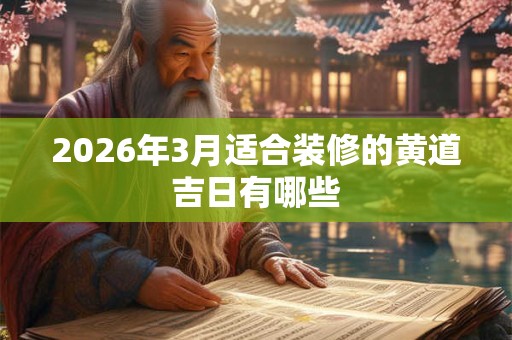 2026年3月适合装修的黄道吉日有哪些