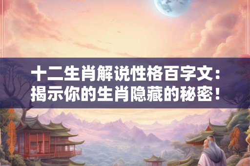 十二生肖解说性格百字文：揭示你的生肖隐藏的秘密！