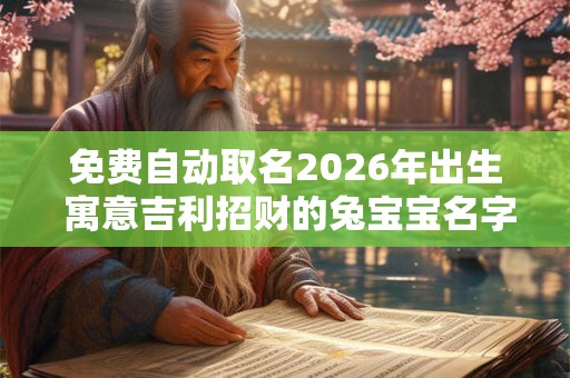 免费自动取名2026年出生 寓意吉利招财的兔宝宝名字