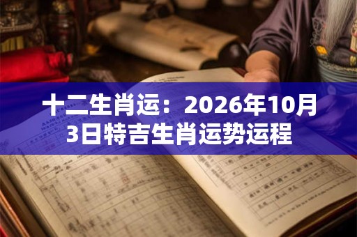 十二生肖运：2026年10月3日特吉生肖运势运程