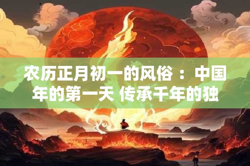 农历正月初一的风俗 ：中国年的第一天 传承千年的独特风俗