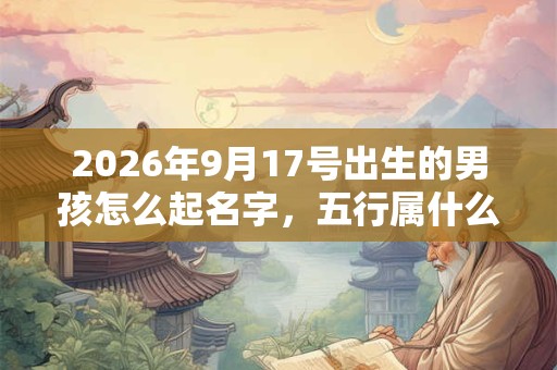 2026年9月17号出生的男孩怎么起名字，五行属什么