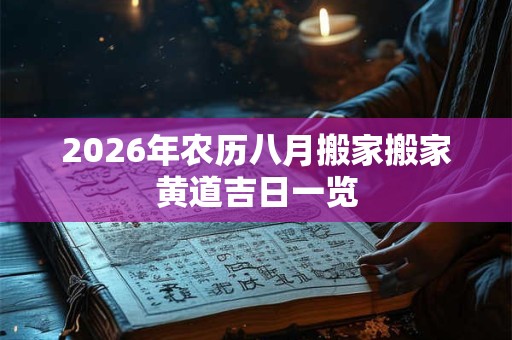 2026年农历八月搬家搬家黄道吉日一览