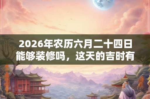 2026年农历六月二十四日能够装修吗，这天的吉时有哪些？
