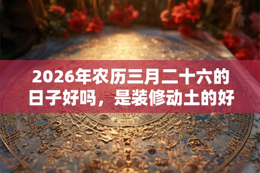 2026年农历三月二十六的日子好吗，是装修动土的好日子吗？