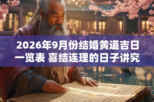 2026年9月份结婚黄道吉日一览表 喜结连理的日子讲究什么