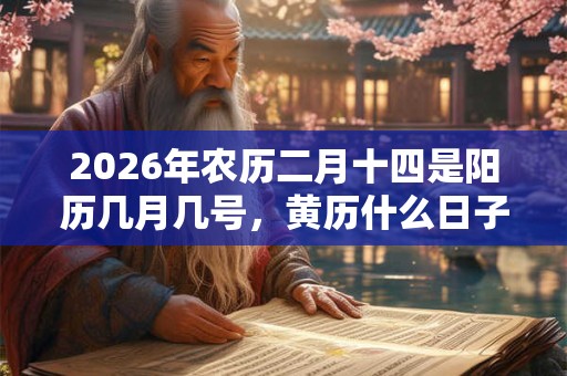 2026年农历二月十四是阳历几月几号，黄历什么日子？