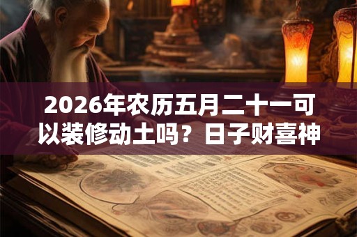 2026年农历五月二十一可以装修动土吗？日子财喜神方位？